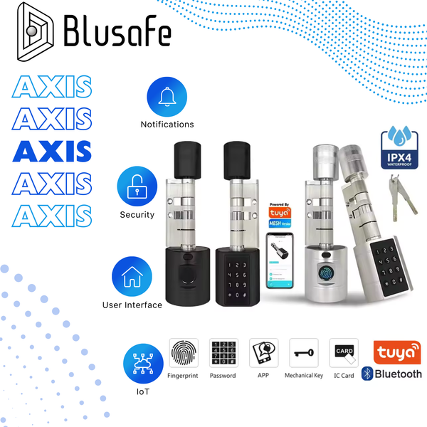Blusafe Axis Smart Euro Cylinder — Fingerprint, Keypad, RFID & App