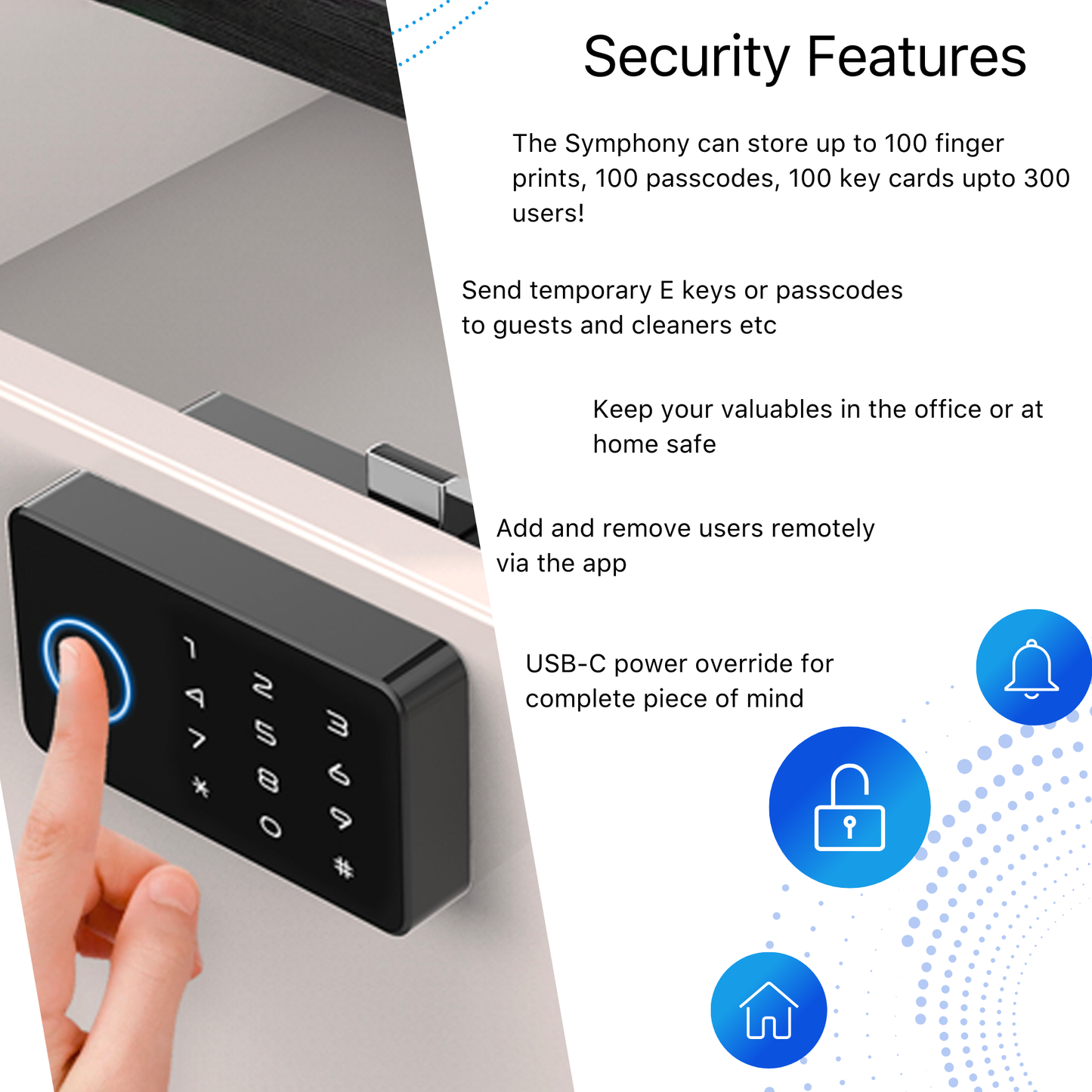 Blusafe Symphony ブラック - スマートキャビネットロック RFID カード NFC 隠しドレッサー引き出しロック - Bluetooth アプリ付き食器棚ドアロック 子供の安全用 キッチンパントリー家具 ブラック
