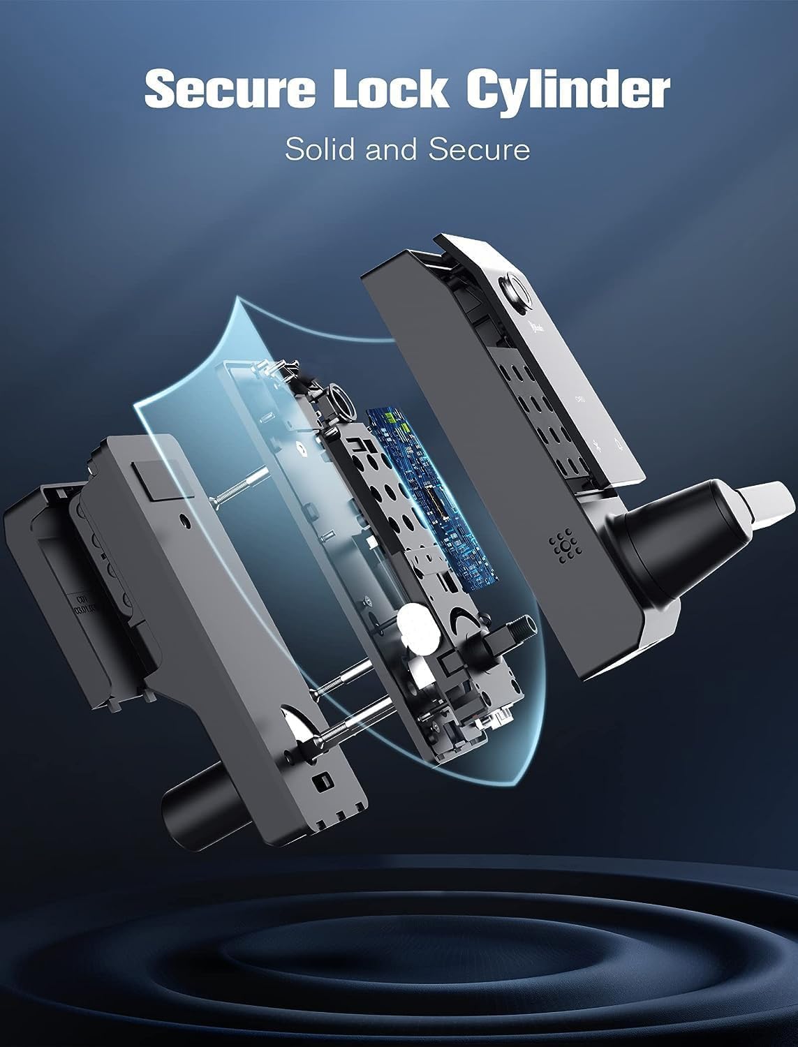 Contour Black - スマートロックドアベル指紋認証 WiFi ハンドル付き、アプリコントロール、覗き見防止、自動ロック、IP65、耐候性、フロントエントリードア用 3D 生体認証 ブラック