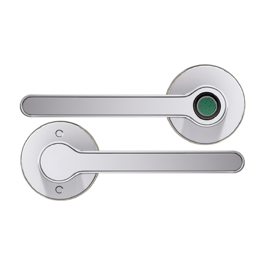 Breeze Rose - Chrome  - Blusafe Fingerprint Internal Door Lock, Biometric Smart Door Handle, 50 Fingerprints, 2 Backup Keys, HMO/Student Houses, Bedrooms, Home Office Locks (Rose, Chrome)