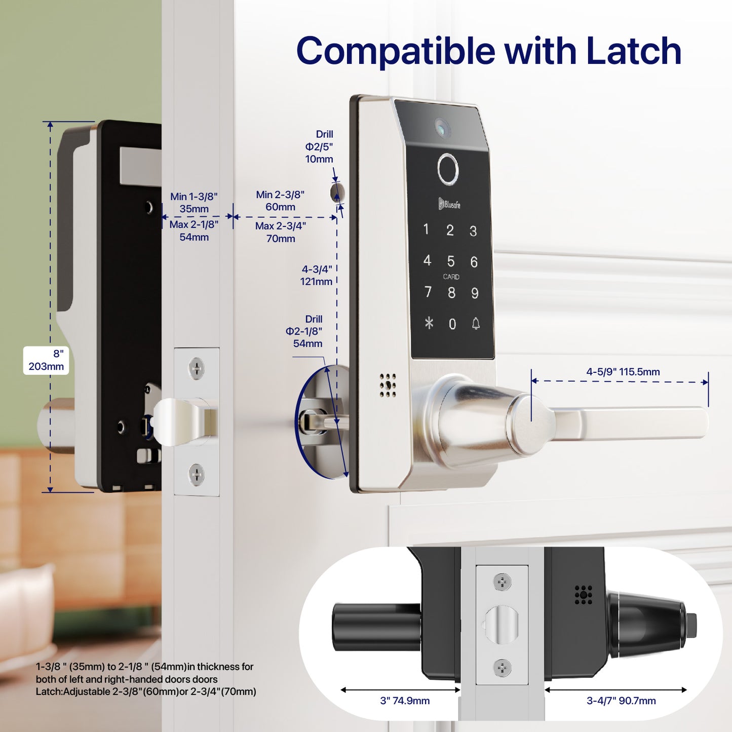 Blusafe Contour Smart Door Lock — With or Without Camera