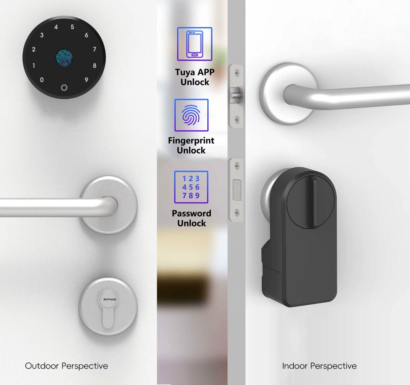 Blusafe Retrofit Smart Lock + Wireless Fingerprint Keypad (Tuya/Smart Life)