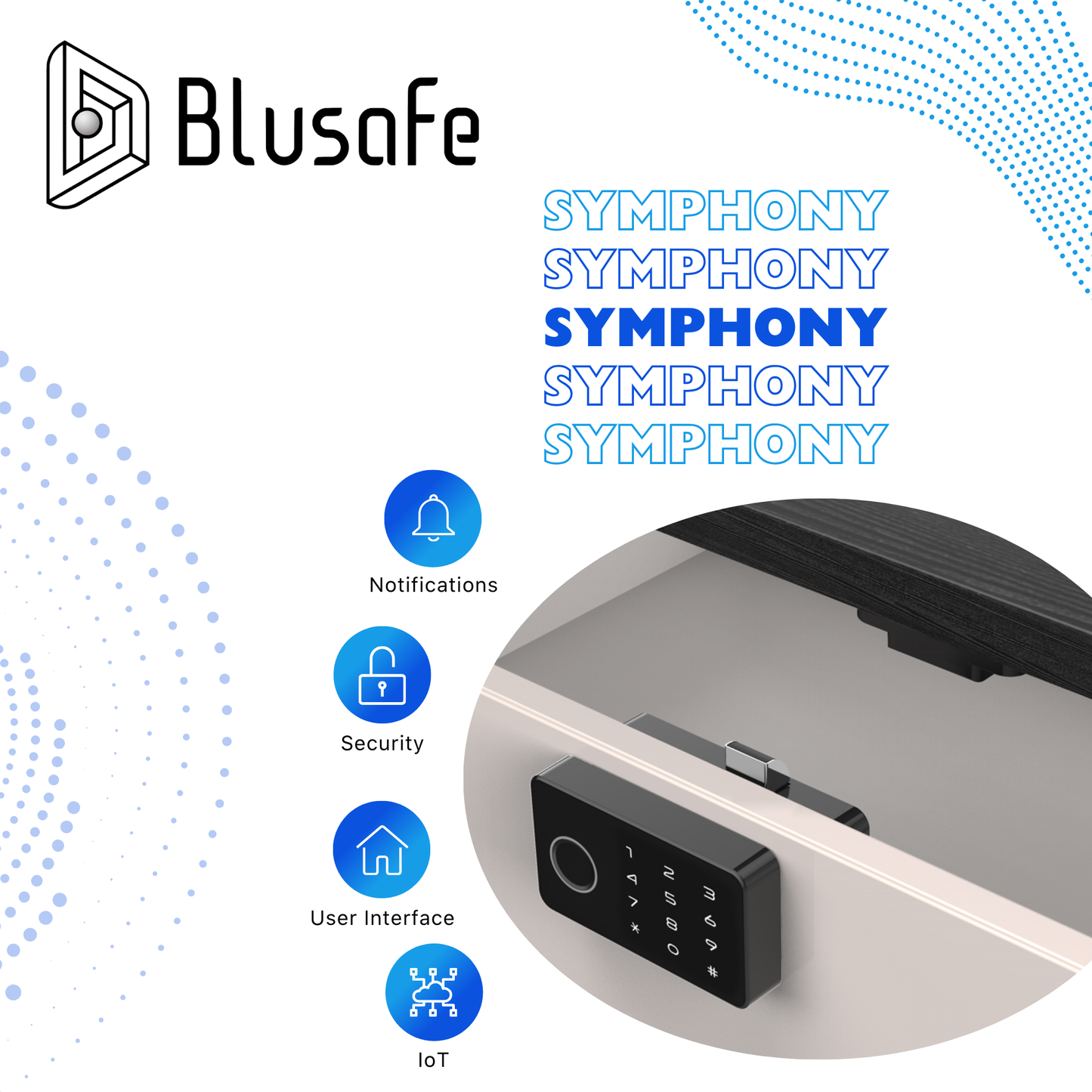 Blusafe Symphony Black - Älykäs kaappilukko RFID-kortti NFC piilotettu lipaston laatikon lukko - kaapin oven lukko Bluetooth-sovelluksella lasten turvallisuuteen keittiön ruokakomero huonekalut musta