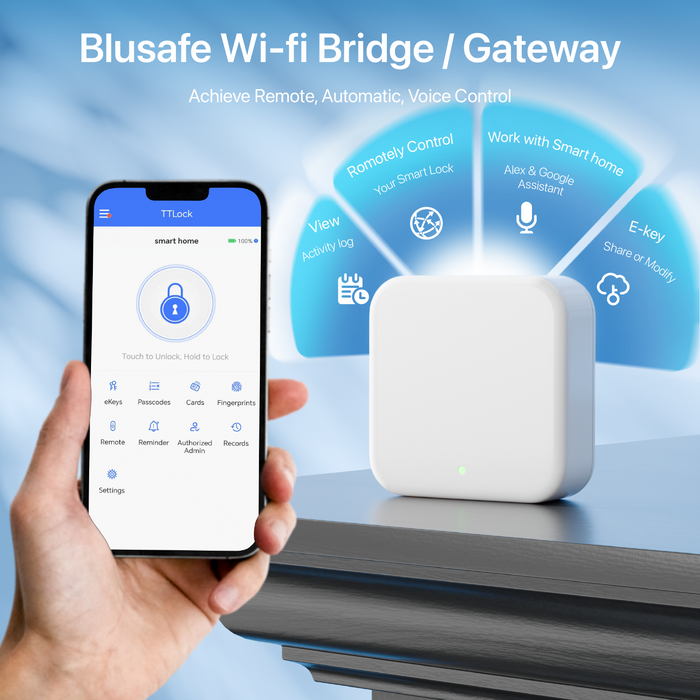 Blusafe Wi-fi Bridge - TTLock Bluetooth Bridge WiFi بصمة كلمة المرور قفل الباب الإلكتروني الذكي Home Bridge Ttlock App Control Hub
