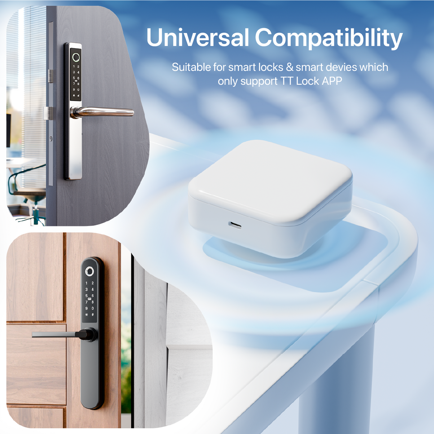 Blusafe Wi-fi Köprüsü - TTLock Bluetooth Köprüsü WiFi Parmak İzi Şifresi Akıllı Elektronik Dış Kapı Kilidi Ev Köprüsü Ttlock Uygulama Kontrol Merkezi