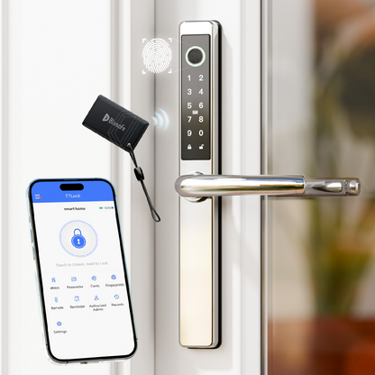 Origin Smart - Plus |  304 Stainless Steel Smart Door Handle with Fingerprint, App Control & Voice Assistant Integration
