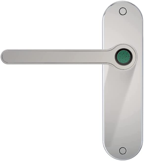 Blusafe Breeze Backplate Chrome - Blusafe Fingerprint Internal Door Lock, Biometric Smart Door Handle, 50 Fingerprints, 2 Backup Keys, HMO/Student Houses, Bedrooms, Home Office Locks (Long, Chrome)