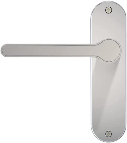 Blusafe Breeze Backplate Chrome - Cerradura de puerta interna con huella digital Blusafe, manija de puerta inteligente biométrica, 50 huellas dactilares, 2 llaves de respaldo, dormitorios, cerraduras de oficina en casa (largas, cromadas)