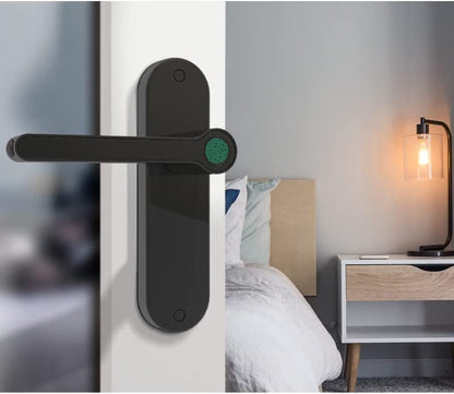 Blusafe Breeze Backplate Black - Blusafe Fingerprint Internal Door Lock, Biometric Smart Door Handle, 50 Fingerprints, 2 Backup Keys, HMO/Student Houses, Bedrooms, Home Office Locks (Long, Black)