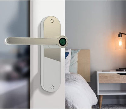 Blusafe Breeze Backplate Chrome - Blusafe Fingerprint Internal Door Lock, Biometric Smart Door Handle, 50 Fingerprints, 2 Backup Keys, HMO/Student Houses, Bedrooms, Home Office Locks (Long, Chrome)