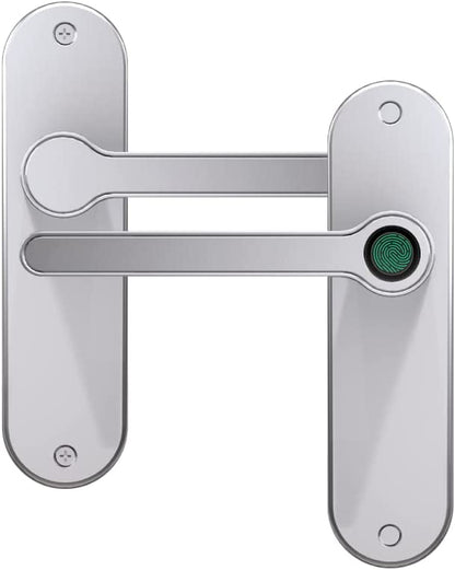 Blusafe Breeze Backplate Satin Chrome - Blusafe Fingerprint Internal Door Lock, Biometric Smart Door Handle, 50 Fingerprints, 2 Backup Keys, HMO/Student Houses, Bedrooms, Home Office Locks (Long, Satin Chrome)