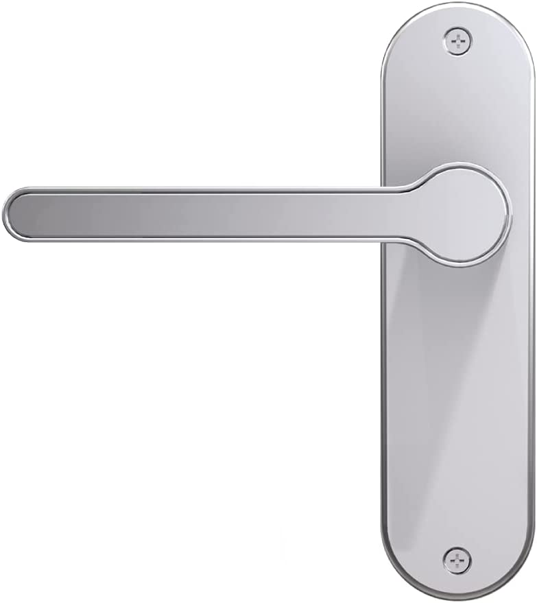 Blusafe Breeze Backplate Satin Chrome - Blusafe Fingerprint Internal Door Lock, Biometric Smart Door Handle, 50 Fingerprints, 2 Backup Keys, HMO/Student Houses, Bedrooms, Home Office Locks (Long, Satin Chrome)