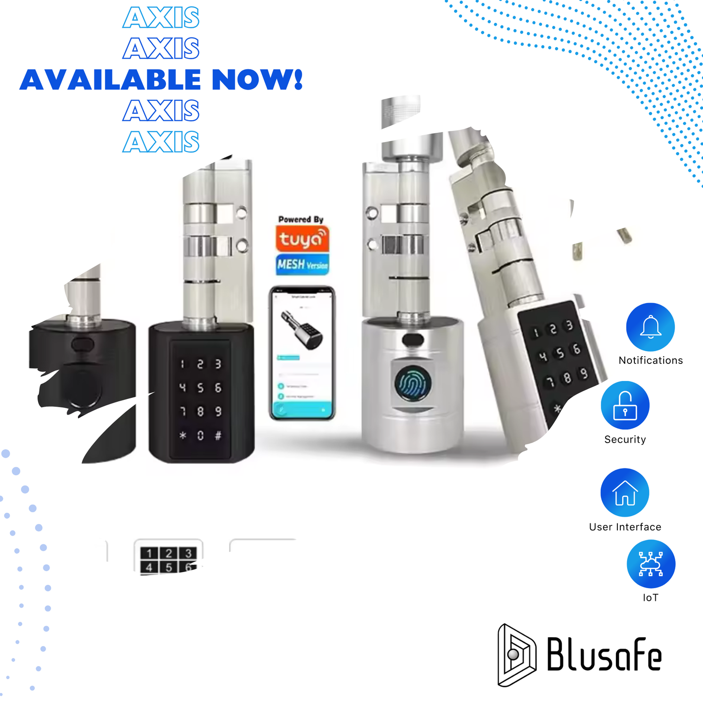 Blusafe Axis Smart Euro Cylinder — TTLock App, Fingerprint + Keypad + RFID + Key