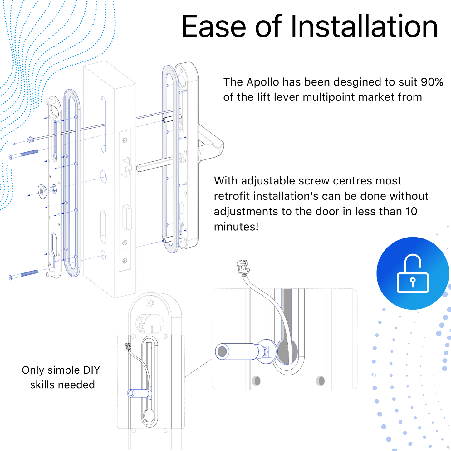 Blusafe Apollo Zilver - Sleutelloze deurgreep voor huisbeveiliging, vingerafdruk, sleutelkaart, toetsenbord, app-bediening, vergrendeling/ontgrendeling op afstand