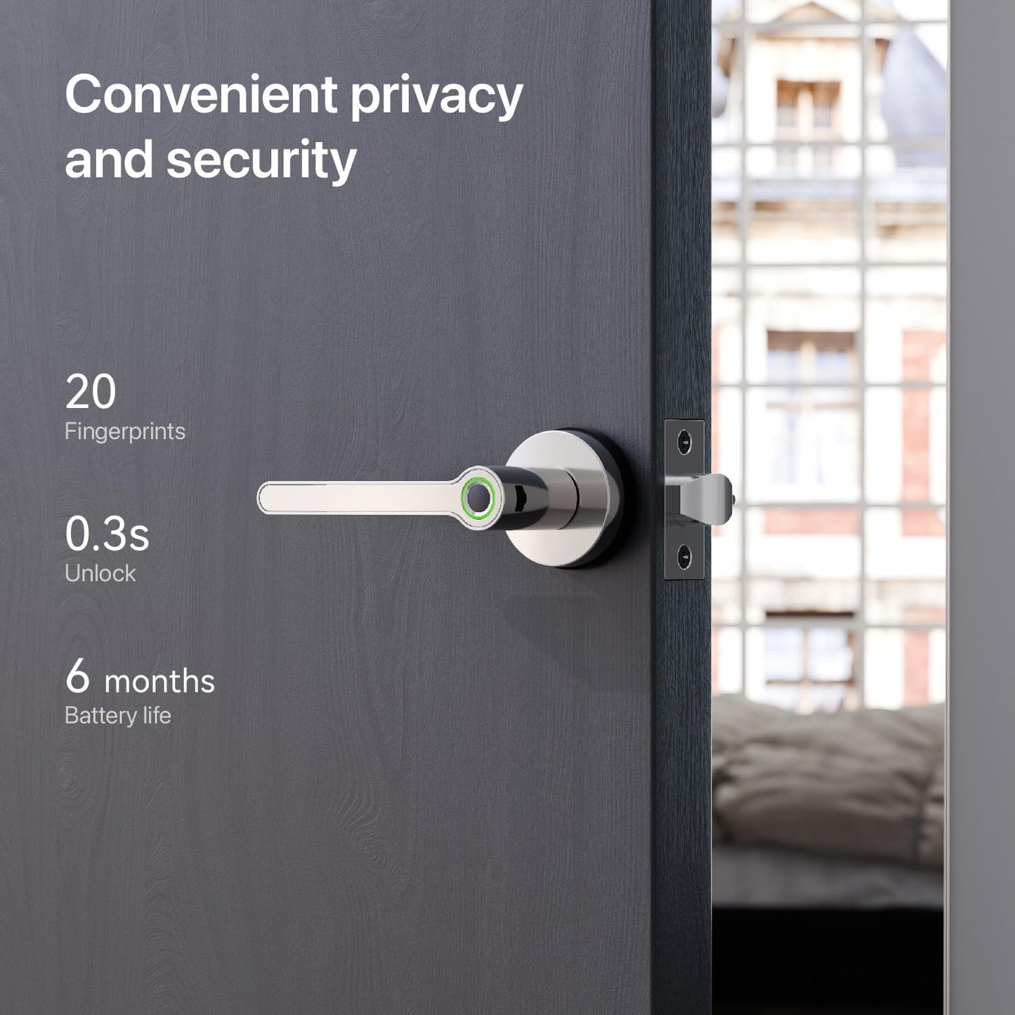 Blusafe Breeze Plus Rose Smart Door Handle – Fingerprint, App Control & Bluetooth Wi-fi Access