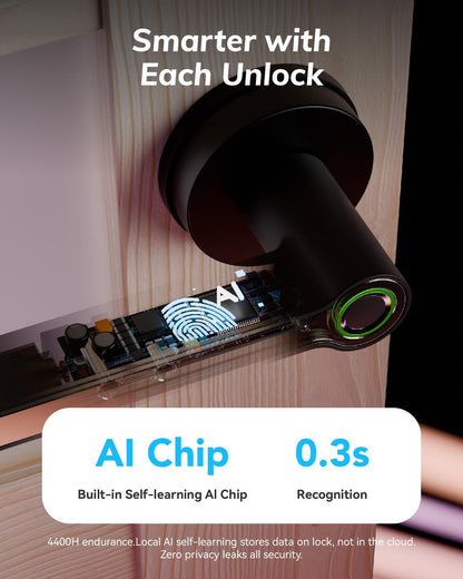 Blusafe Breeze Plus Rose Smart Door Handle – Fingerprint, App Control & Bluetooth Wi-fi Access