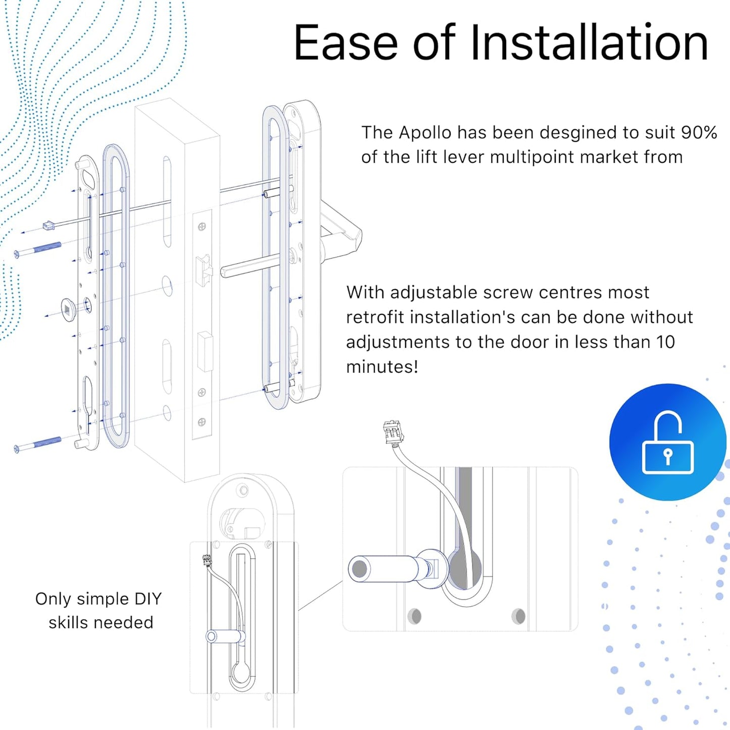 Blusafe Apollo Black - Manija de puerta sin llave para seguridad del hogar, huella dactilar, tarjeta llave, teclado, control por aplicación, bloqueo/desbloqueo remoto