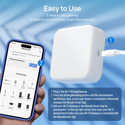 Blusafe Wi-fi Köprüsü - TTLock Bluetooth Köprüsü WiFi Parmak İzi Şifresi Akıllı Elektronik Dış Kapı Kilidi Ev Köprüsü Ttlock Uygulama Kontrol Merkezi