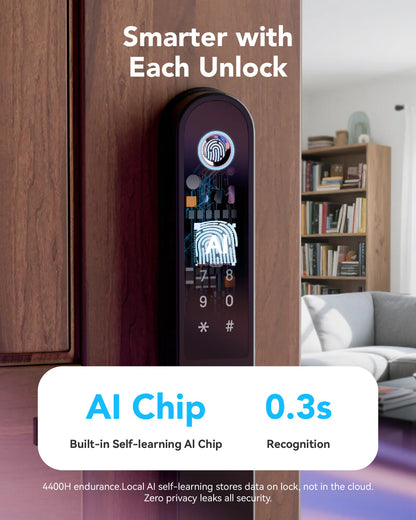 Blusafe Apollo Black - дверна ручка без ключа для домашньої безпеки, відбиток пальця, ключ-карта, клавіатура, керування додатком, дистанційне блокування/розблокування