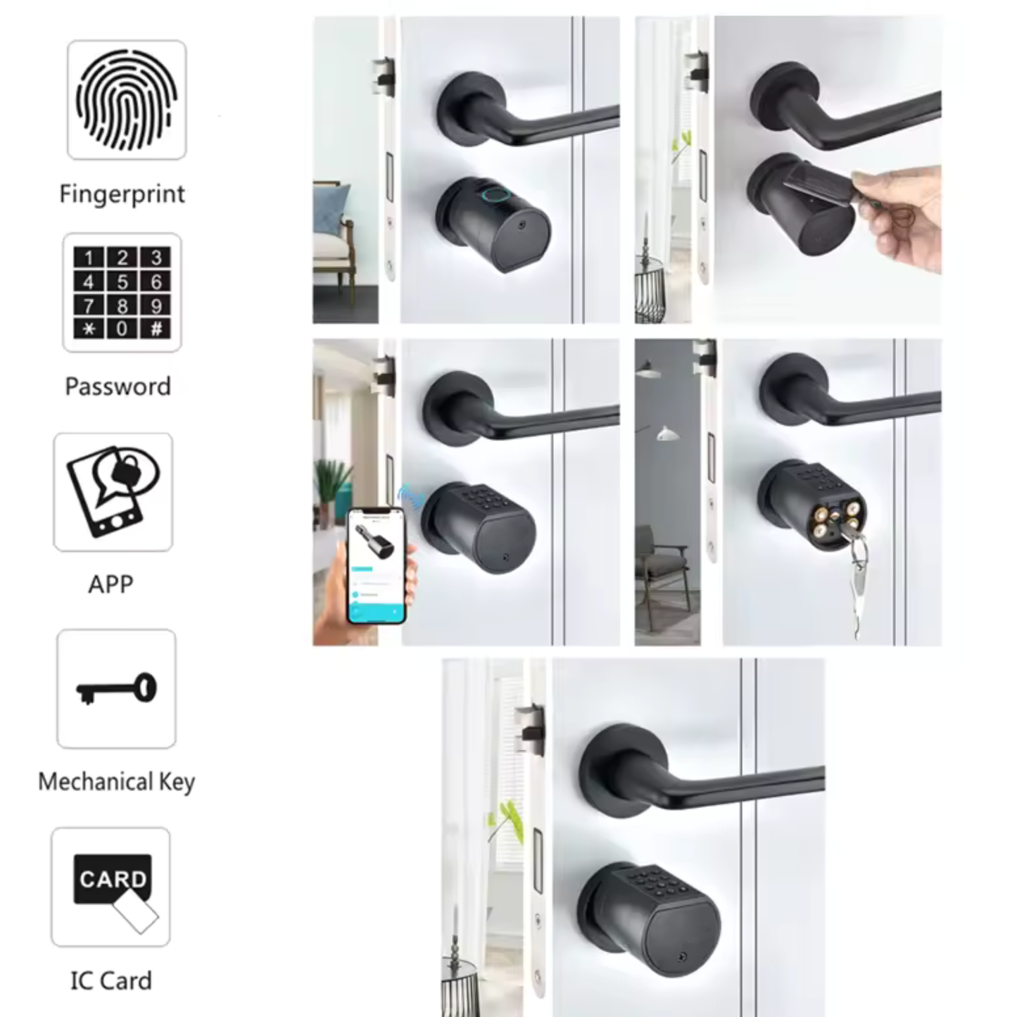 Blusafe Axis Smart Euro Cylinder — TTLock App, Fingerprint + Keypad + RFID + Key