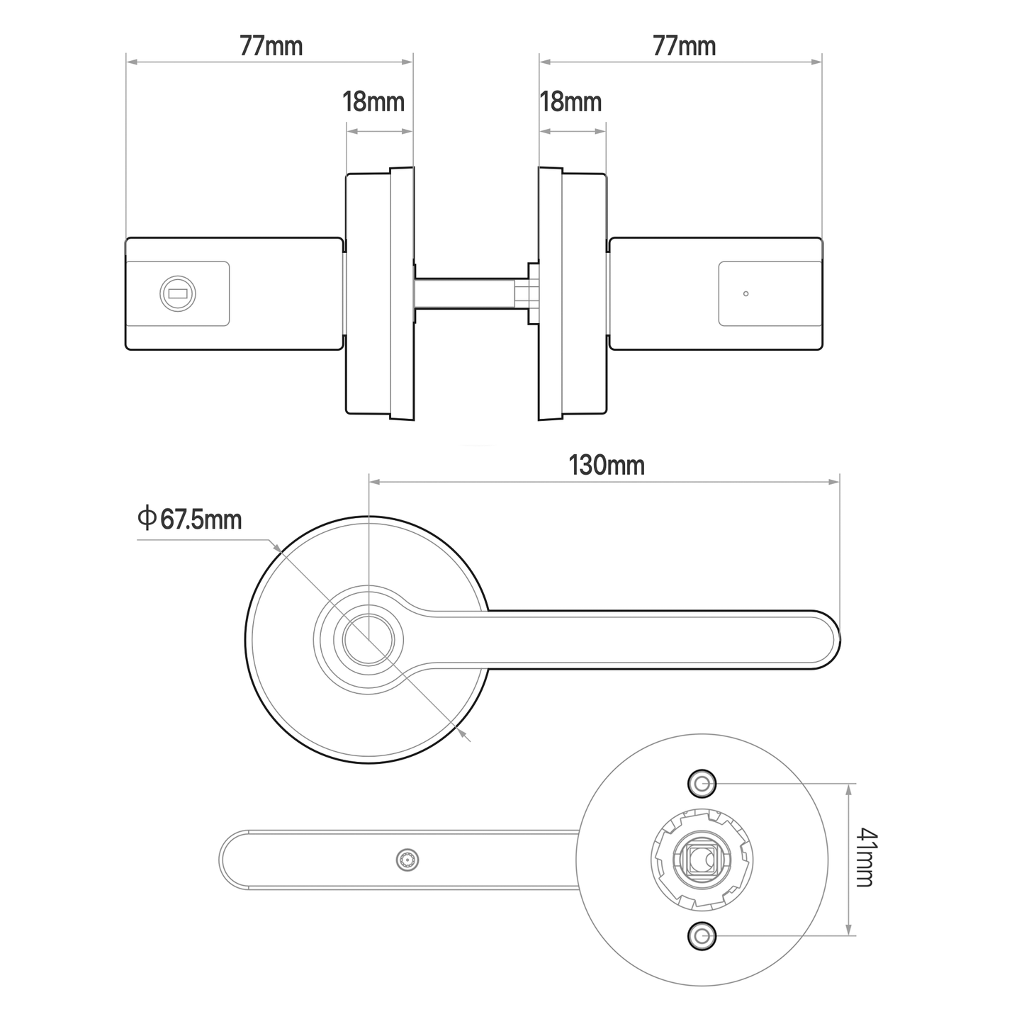 Blusafe Breeze Rose Chrome - Blusafe Fingerprint Internal Door Lock, Biometric Smart Door Handle, 50 Fingerprints, 2 Backup Keys, HMO/Student Houses, Bedrooms, Home Office Locks (Rose, Chrome)