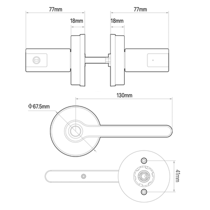 Breeze Rose - Chrome  - Blusafe Fingerprint Internal Door Lock, Biometric Smart Door Handle, 50 Fingerprints, 2 Backup Keys, HMO/Student Houses, Bedrooms, Home Office Locks (Rose, Chrome)