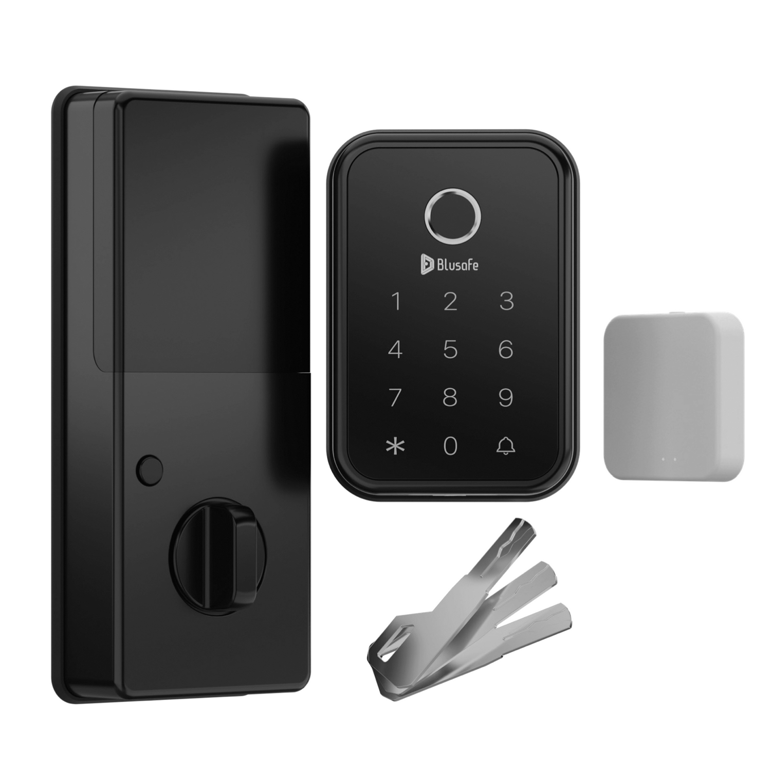 Blusafe Cloud Black - Keyless Finger Print Smart Door Lock, Touch Keypad, Pin Code Access Lock, Internal Thumbturn Operation