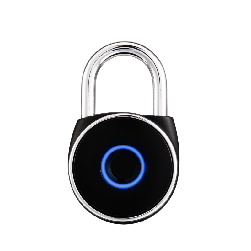 Blusafe Mirage Padlocks Black Short Shackle - Blusafe Fingerprint Padlock, Smart Fingerprint Padlock, Anti-Theft, IP66, 20 Fingerprints, Black/Chrome, Long/Short Shackle, Gyms, Gardens, Schools, Bikes, Gates (Short, Black)