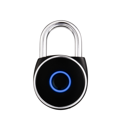 Blusafe Mirage Padlocks Black Short Shackle - Blusafe Fingerprint Padlock, Smart Fingerprint Padlock, Anti-Theft, IP66, 20 Fingerprints, Black/Chrome, Long/Short Shackle, Gyms, Gardens, Schools, Bikes, Gates (Short, Black)