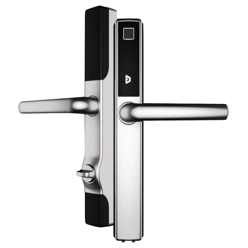 Blusafe Origin Smart Satin Chrome - Manija de puerta sin llave para seguridad del hogar, control de aplicaciones, tarjeta de acceso, bloqueo/desbloqueo remoto