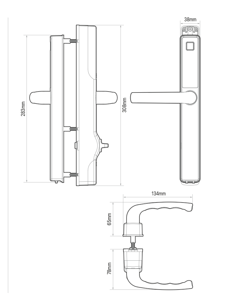 Blusafe Origin Smart Satin Chrome – Schlüsselloser Türgriff für die Sicherheit zu Hause, App-Steuerung, Schlüsselkarte, Fernverriegelung/-entriegelung 