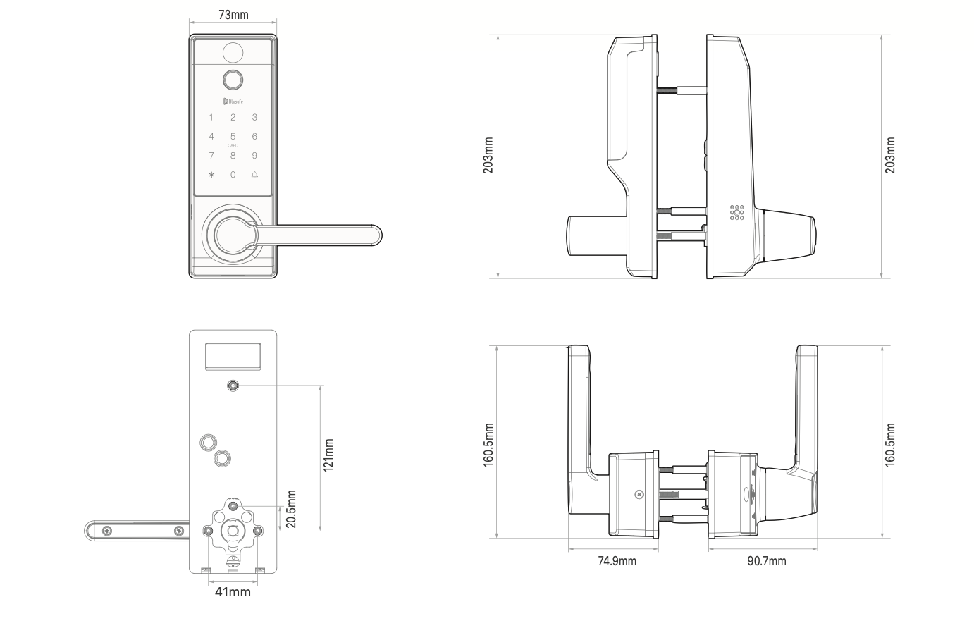 Blusafe Contour V Black - Smart Lock, Camera + Doorbell + Fingerprint Keyless Entry Door Lock, WiFi Door Lock with Handle, App Control, Anti - Peeping, Auto Lock, IP65 Weatherproof, 3D Biometric Fingerprint