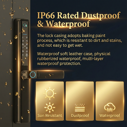 Blusafe Fortis V – Tuya WiFi Camera Smart Handle with Fingerprint, RFID, Keypad & Mechanical Key