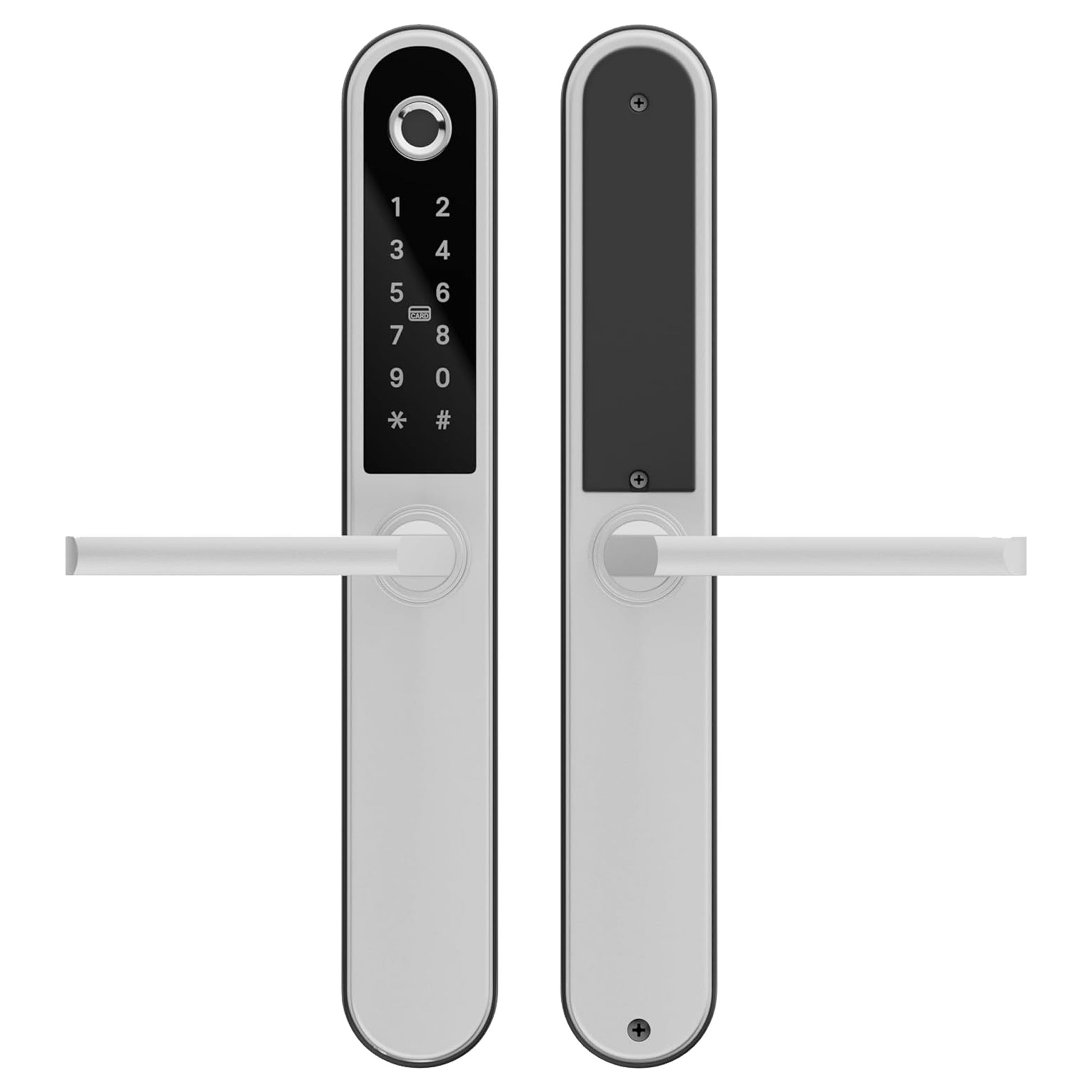 Blusafe Apollo Silver Keyless Door Handle for Home Security, Finger Print, Key Card, Keypad, App Control, Remote Lock/Unlock